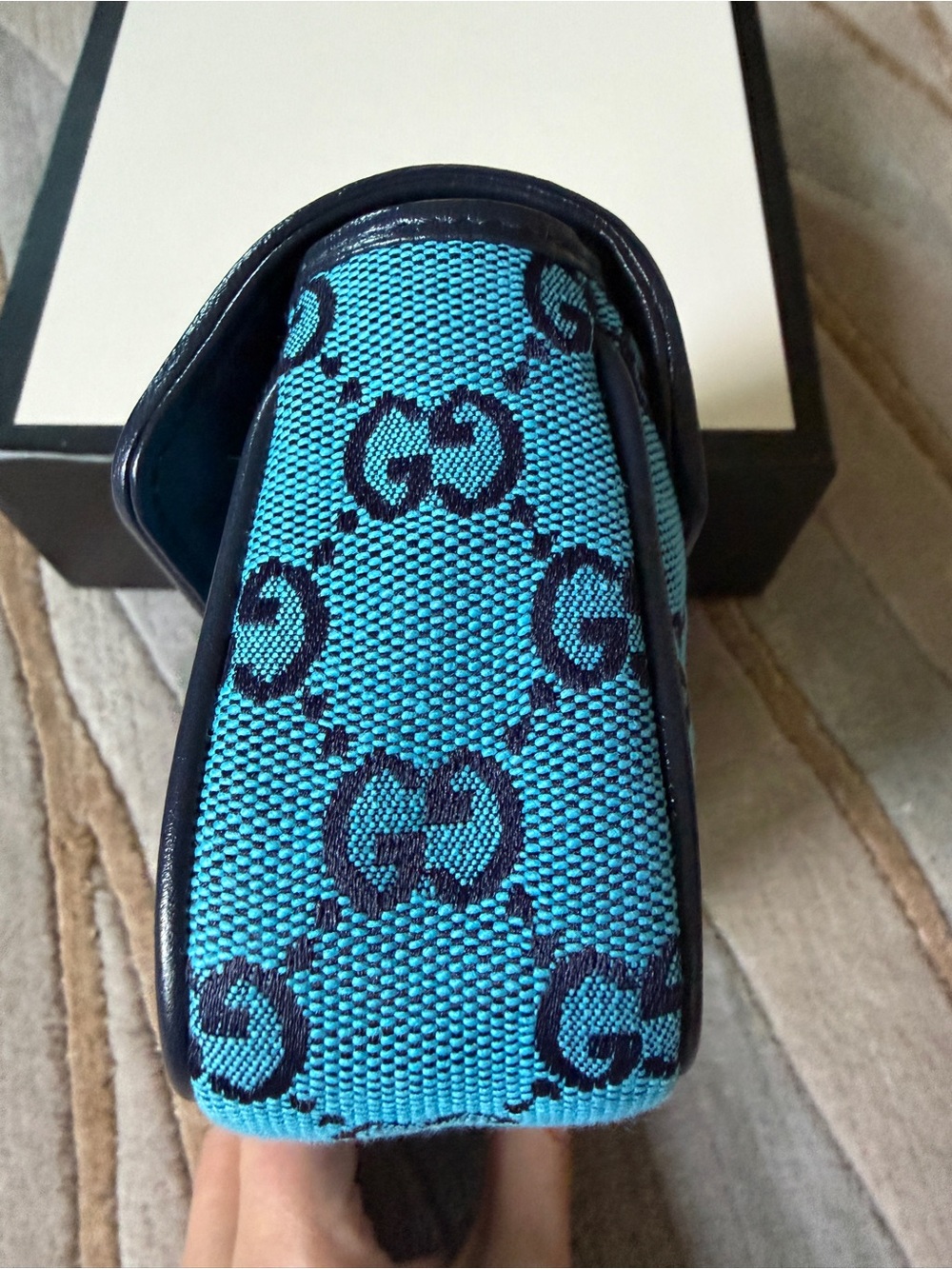 Gucci Turquoise GG Marmont Mini Crossbody Bag - Picture 6 of 16
